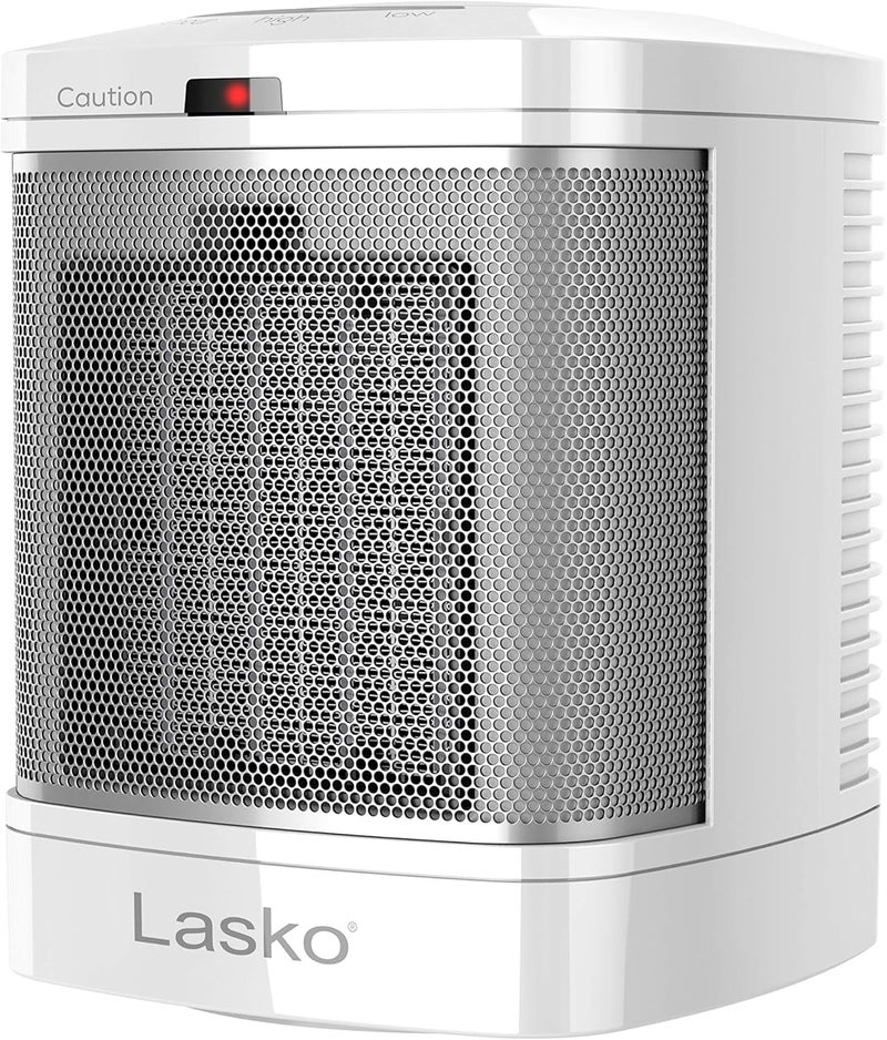 Lasko Portable Electric Ceramic Space Heater with ALCI Plug for Bathroom Use, 2 Heat Settings and Simple Heat Button, 8 Inches, White, 1500W, CD08200 - Image 1